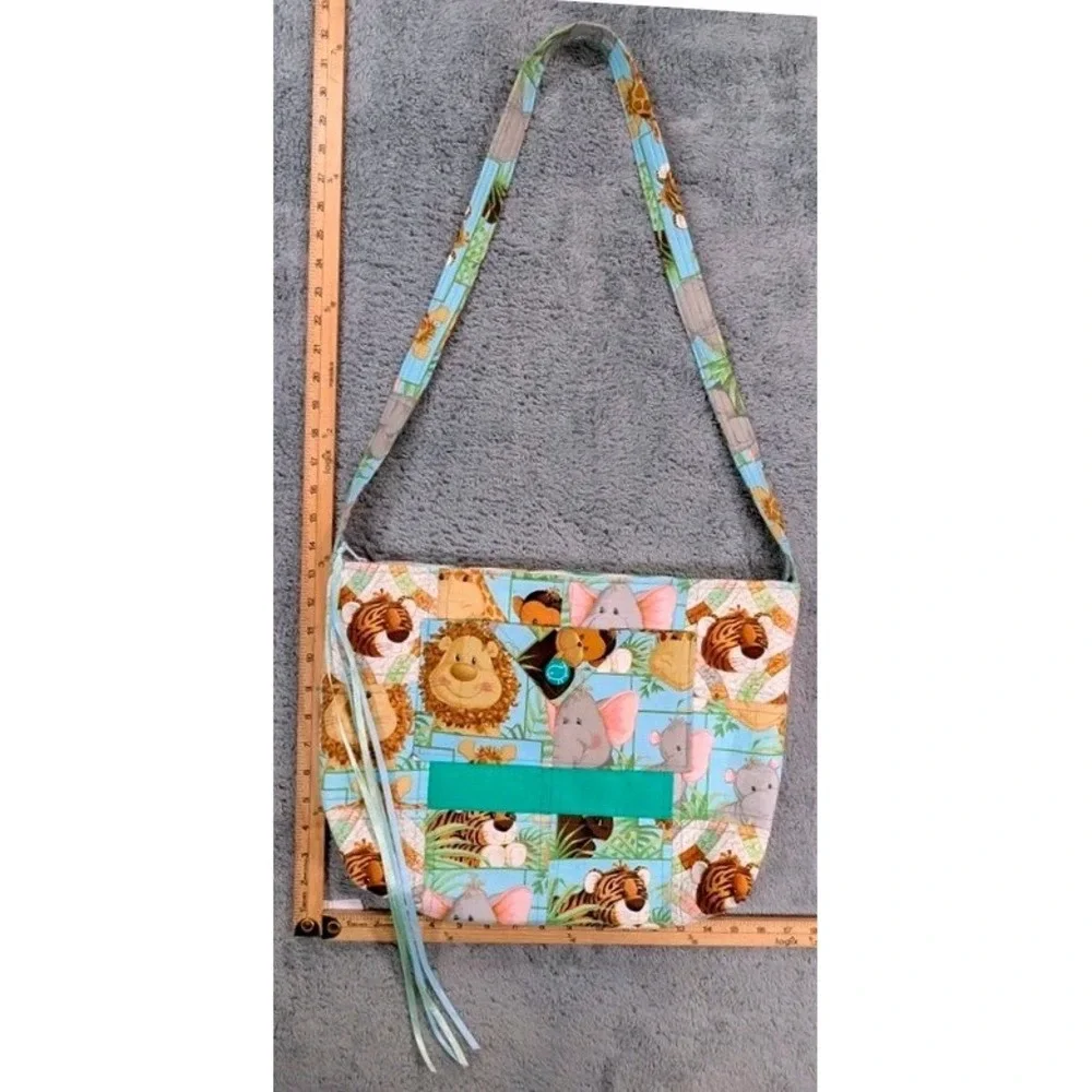 Handmade Quilted Jungle Safari Tote w/ Matching Fabric Insert By Nora Susor